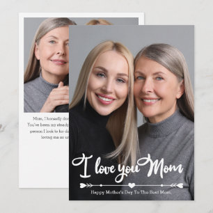 I Love You Mum Custom Two Photo Mother's Day  Card