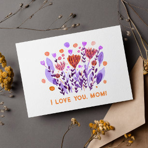 I love you, mum Cute retro doodle flowers Postcard