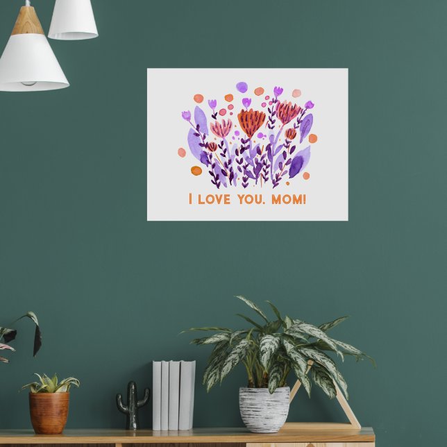 I love you, mum Cute retro doodle flowers Poster (Living Room 1)