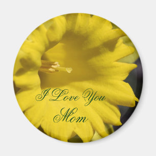 I Love You Mum Daffodil Flower Magnet