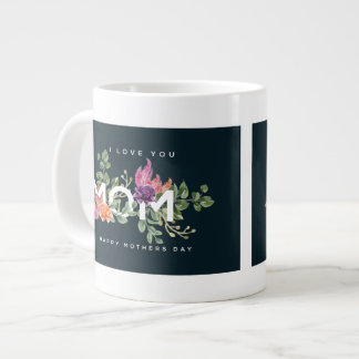 I Love You Mum Floral Design  Large Coffee Mug
