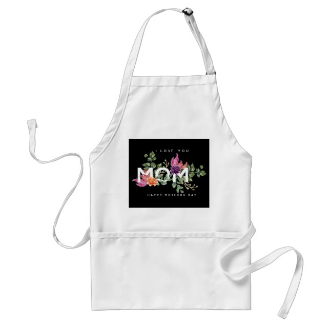 I Love You Mum Floral Design  Standard Apron (Front)