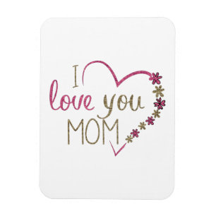 I Love You Mum Glitter Heart Magnet