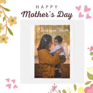 I Love You Mum, Happy Custom Photo Fleece Blanket
