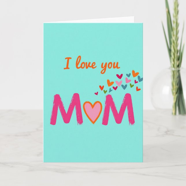 I Love You Mum Heart Burst Card (Front)