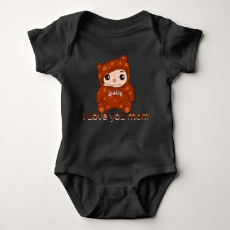 I love you Mum heart custom text MOM Baby Bodysut Bodysuit