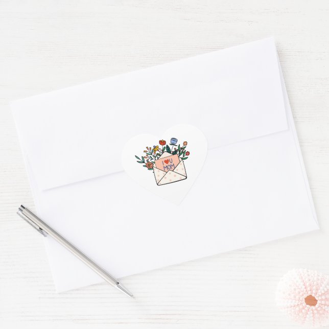 I love you mum heart sticker (Envelope)