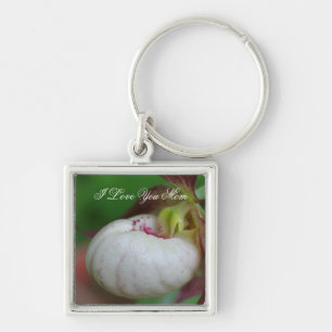 I Love You Mum Lady Slipper Flower Keychain