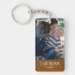 I love You Mum Modern Custom Photo Key Ring