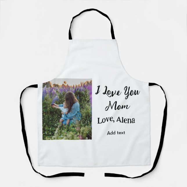 I love you mum mother's day elegant add photo text apron (Front)