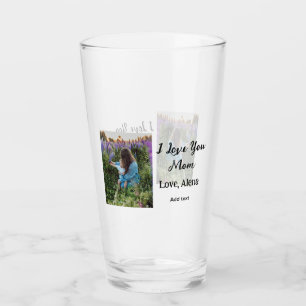 I love you mum mother's day elegant add photo text glass