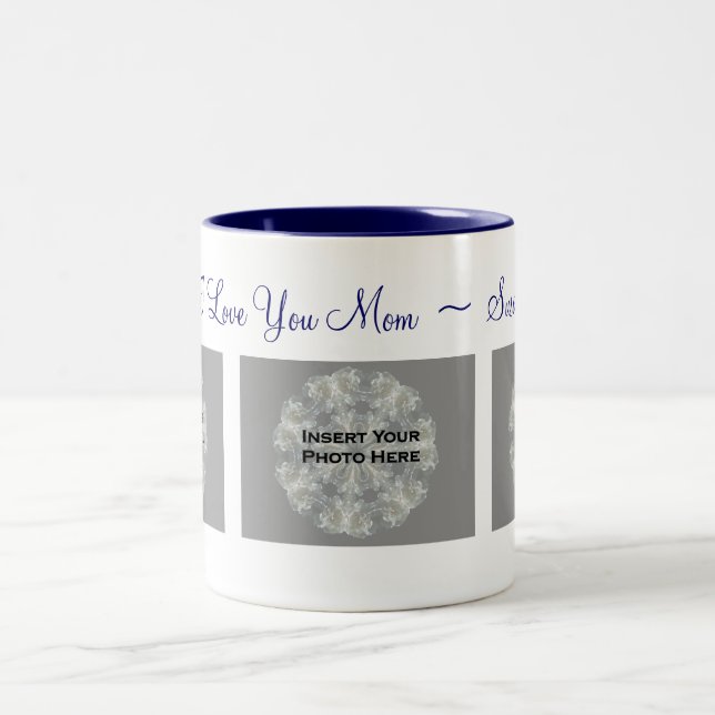 I Love You Mum Personalised Photo  Two-Tone Coffee Mug (Center)
