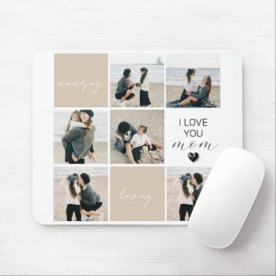 I Love You Mum Photo Collage Mocha Mouse Pad