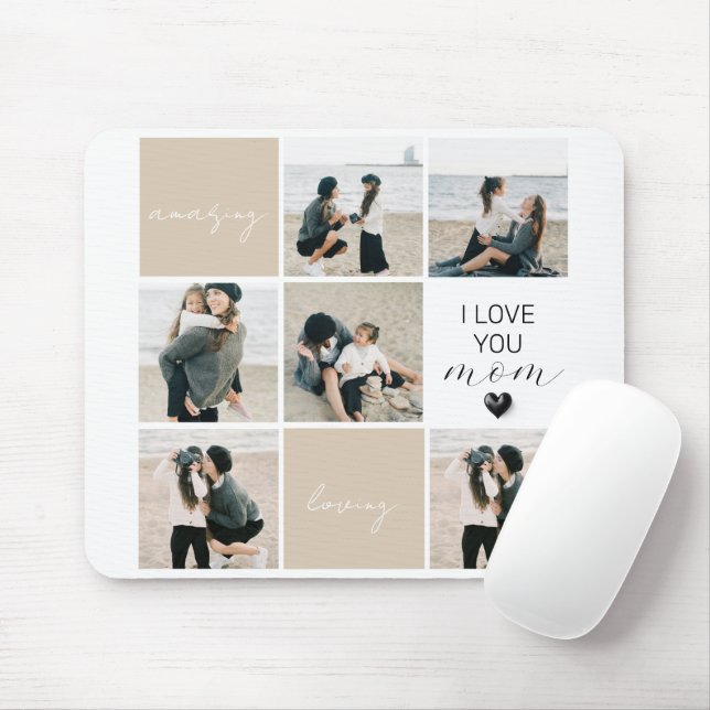 I Love You Mum | Photo Collage | Mocha Mouse Pad (With Mouse)