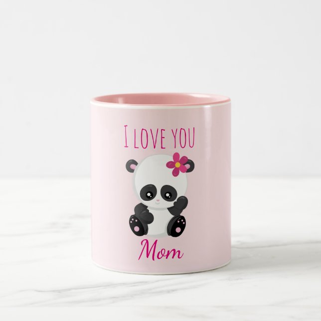 I love you Mum Pretty Panda Pink Two-Tone Coffee Mug (Center)