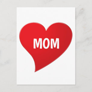 I Love You Mum, red heart white Postcard