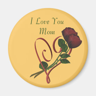 I Love You Mum Red Roses Heart Magnet
