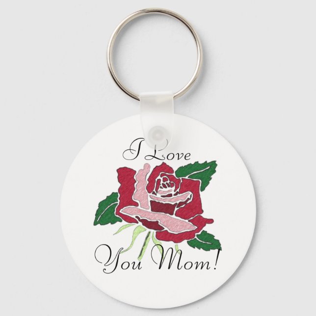 I Love You Mum! rose key chain (Front)