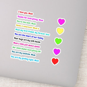 I Love You Mum Stickers (Message Gift)