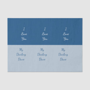 I Love You My Darling Blue Colour block Tissue Paper