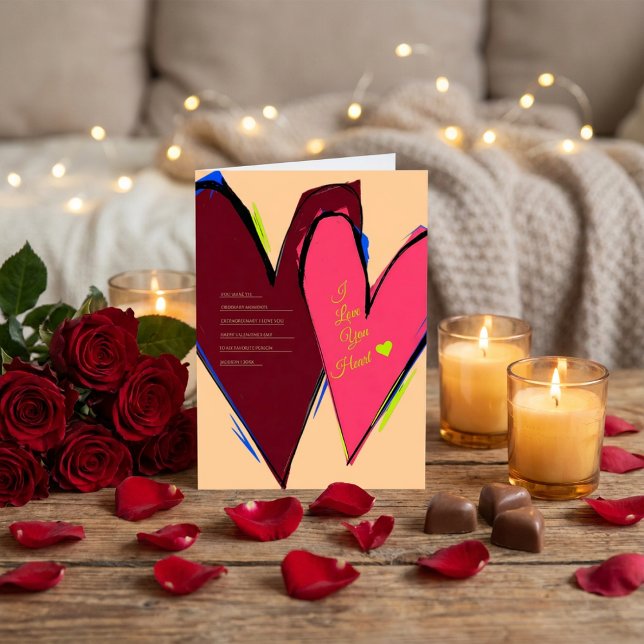 I Love You My Heart Abstract Brushstroke Holiday Card (Creator Uploaded)