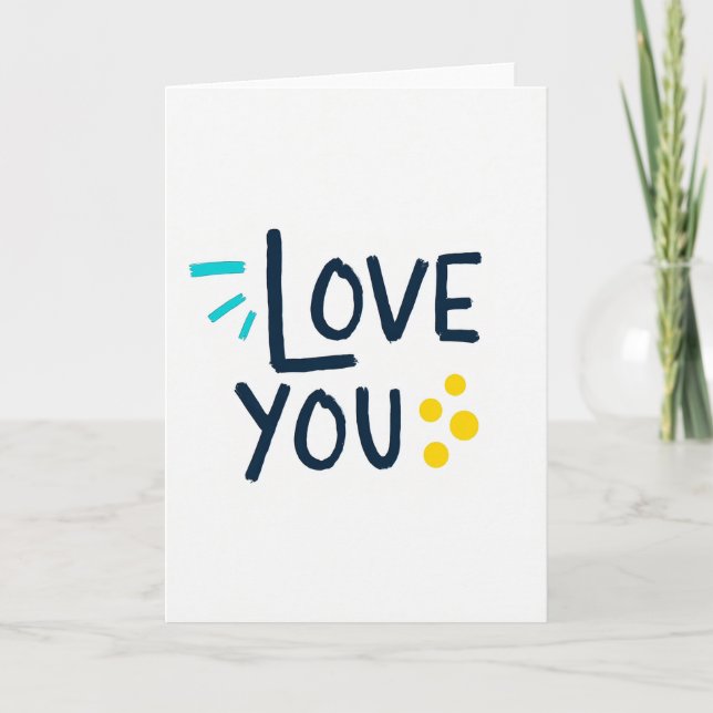 I Love You Navy Teal Art Card (Front)