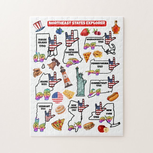 I Love You Northeast States Map Jigsaw Puzzle (Vertical)