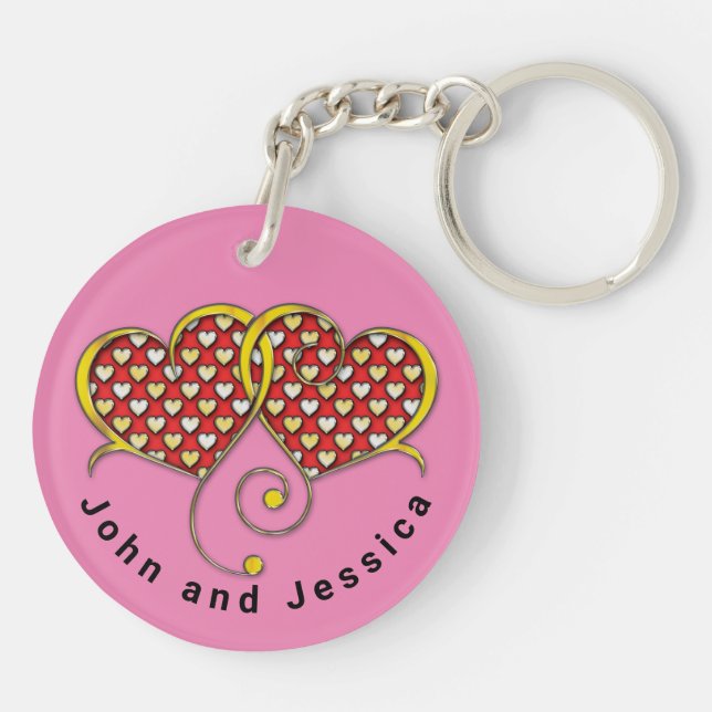 I Love You Note Card Design Key Ring (Back)