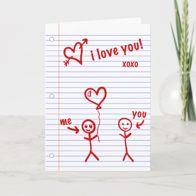 i love you notebook paper sketches holiday card (Front)