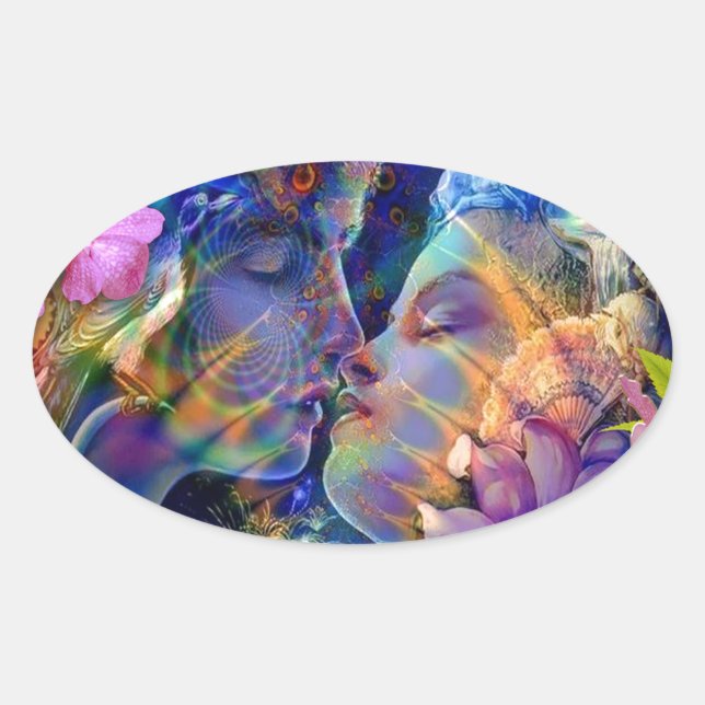 I love you oval sticker (Front)