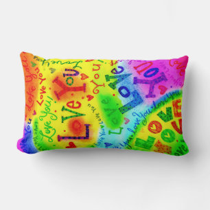 I LOVE YOU Painting Lumbar Cushion