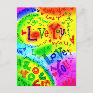 I LOVE YOU Painting Postcard