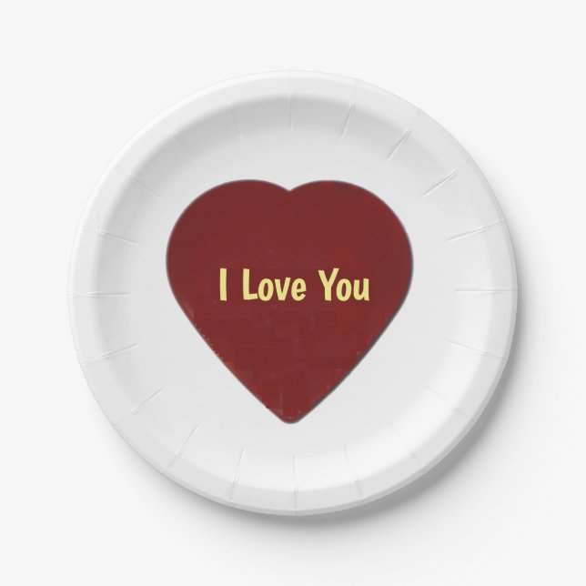 I Love You Paper Plate (Front)