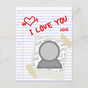 i love you paper postcard