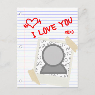 i love you paper postcard