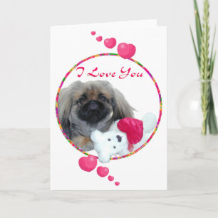 I Love You Pekingese Pup Holiday Card