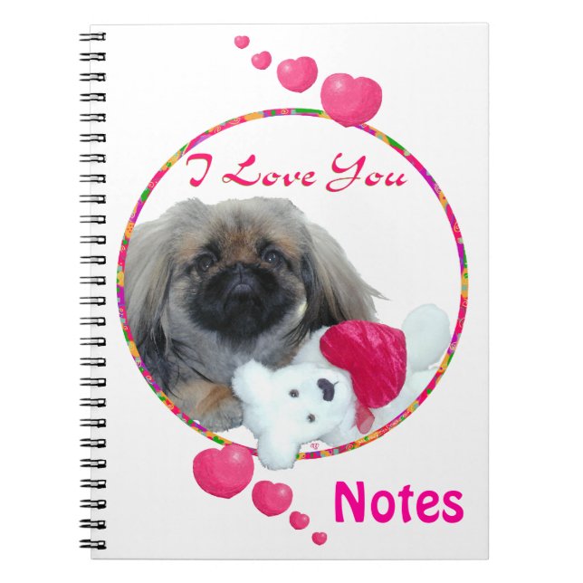 I Love You Pekingese Pup Notebook (Front)
