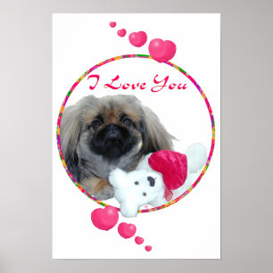 I Love You Pekingese Pup Poster
