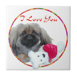 I Love You Pekingese Pup Tile