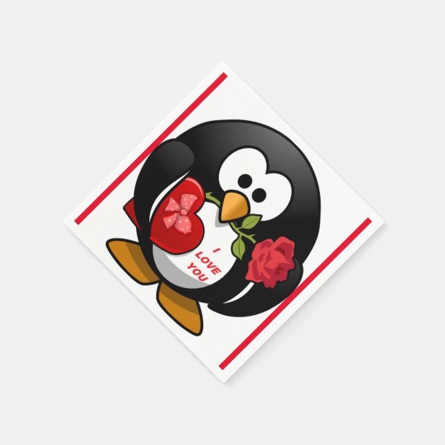 "I LOVE YOU" PENGUIN NAPKIN (Corner)