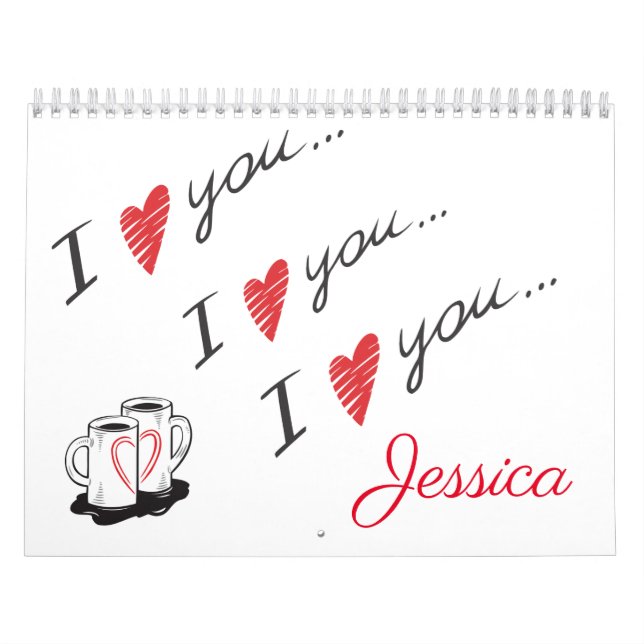 I Love You Personalised 12 Month Wall Calendar (Cover)