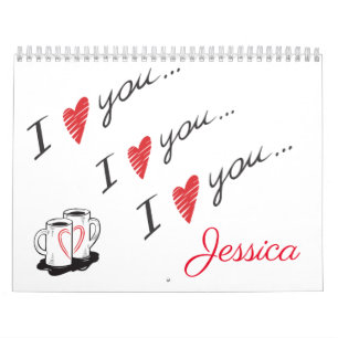I Love You Personalised 12 Month Wall Calendar
