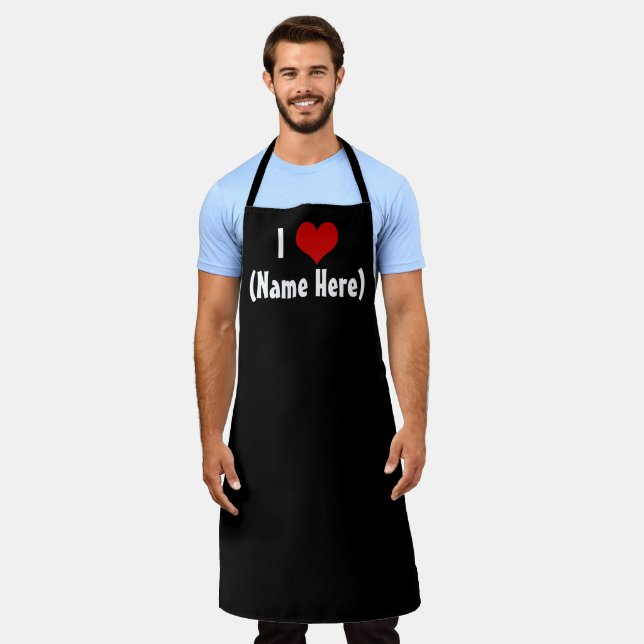 I Love You Personalised Name Custom Valentines Day Apron (Worn)