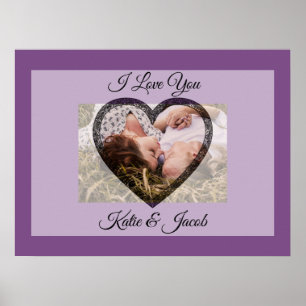 I Love You personalised Photo Purple Poster