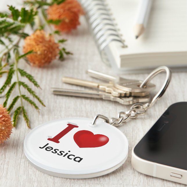 I Love You Personalised Valentines Day   Key Ring (Front Right)