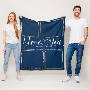 I love you Photo collage Anniversary Valentine Fle Fleece Blanket