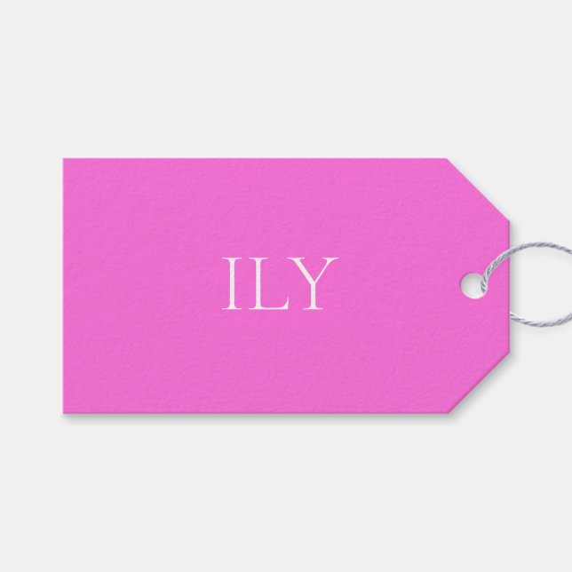 "I Love You" Pink Gift Tag (Front (Horizontal))