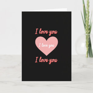 I Love You Pink Heart 3D Text Card
