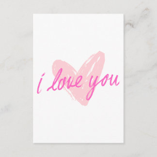 I Love You" Pink Heart Design Enclosure Card