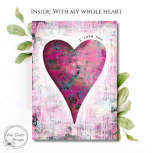 "I Love You" Pink Heart Love Card